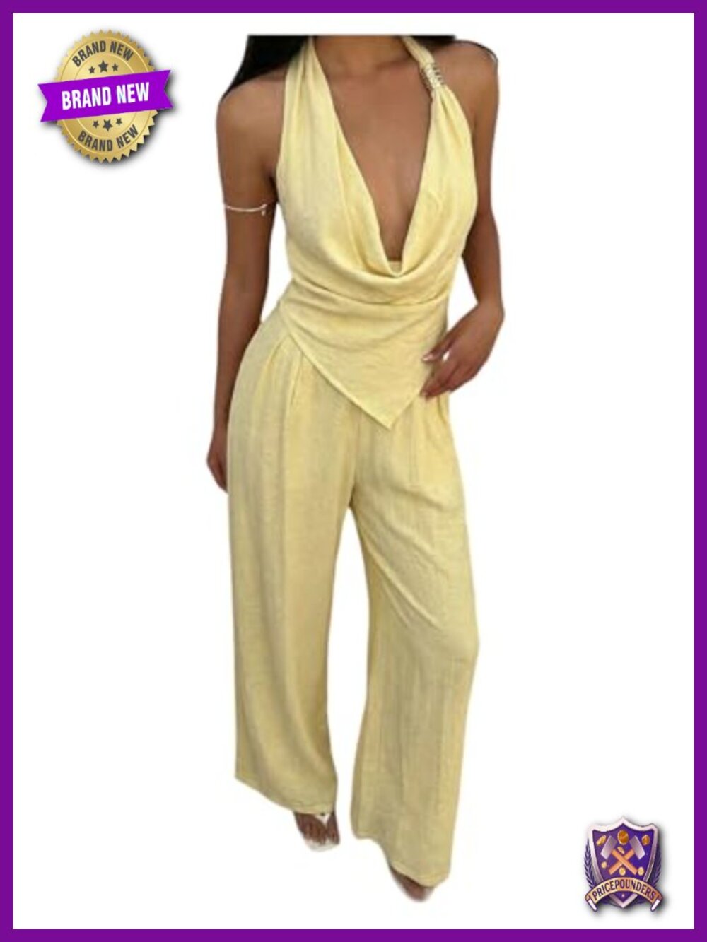 Women's 2-Piece Linen Set Sleeveless Top Wide Leg Pants Vacation Resort Outfit